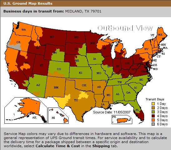 UPS Ground Transit Time Maps